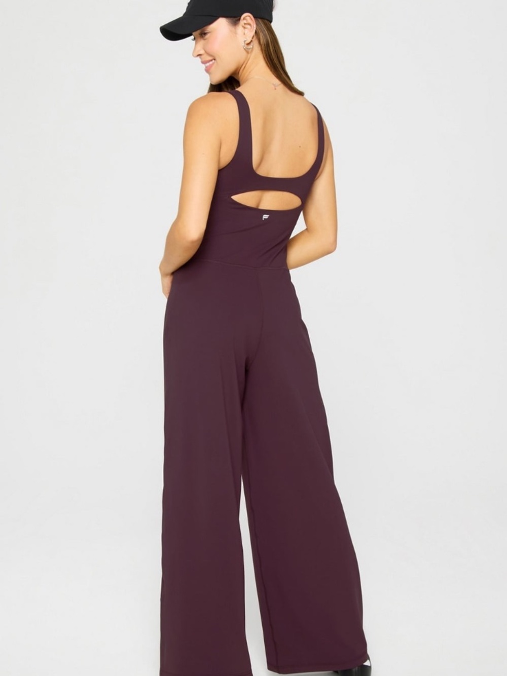 Fabletics PureLuxe Wide-Leg Jumpsuit in Oxblood - Size Medium Short - Picture 2 of 8